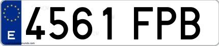 Ejemplo de matrícula de coche ordinaria 4561 FPB