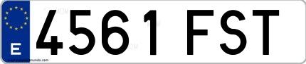 Ejemplo de matrícula española 4561 FST