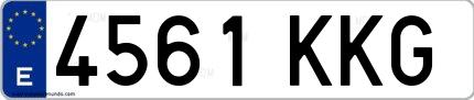 Ejemplo de matrícula española 4561 KKG