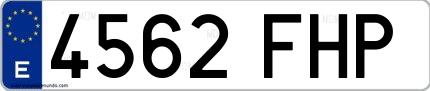 Ejemplo de matrícula española 4562 FHP