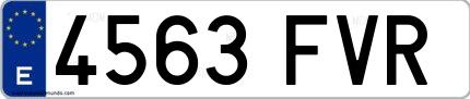 Ejemplo de matrícula española 4563 FVR