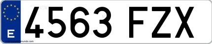 Ejemplo de matrícula española 4563 FZX
