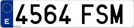 Ejemplo de matrícula española 4564 FSM