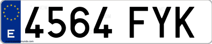 Ejemplo de matrícula de coche ordinaria 4564 FYK