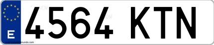 Ejemplo de matrícula española 4564 KTN