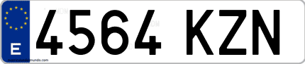 Ejemplo de matrícula de coche ordinaria 4564 KZN