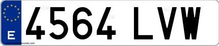 Ejemplo de matrícula española 4564 LVW