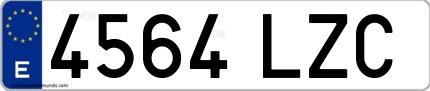 Ejemplo de matrícula española 4564 LZC