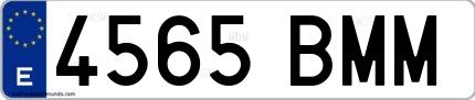 Ejemplo de matrícula de coche ordinaria 4565 BMM