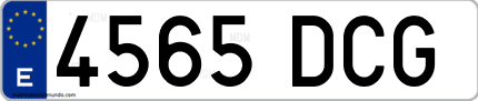 Ejemplo de matrícula de coche ordinaria 4565 DCG