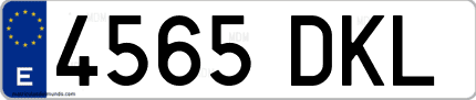 Ejemplo de matrícula de coche ordinaria 4565 DKL