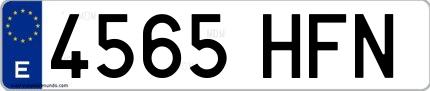 Ejemplo de matrícula española 4565 HFN