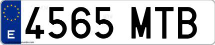 Ejemplo de matrícula española 4565 MTB