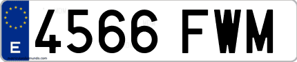 Ejemplo de matrícula de coche ordinaria 4566 FWM