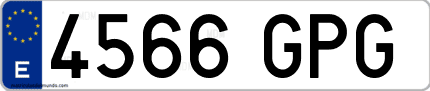 Ejemplo de matrícula de coche ordinaria 4566 GPG
