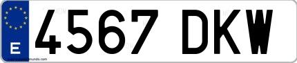 Ejemplo de matrícula española 4567 DKW