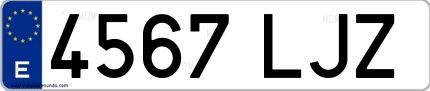 Ejemplo de matrícula española 4567 LJZ