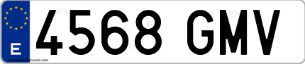 Ejemplo de matrícula de coche ordinaria 4568 GMV