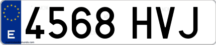 Ejemplo de matrícula de coche ordinaria 4568 HVJ