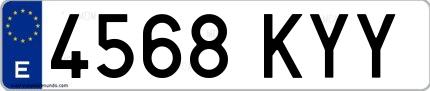 Ejemplo de matrícula española 4568 KYY