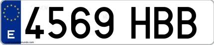Ejemplo de matrícula española 4569 HBB