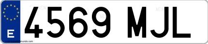 Ejemplo de matrícula española 4569 MJL