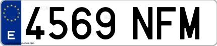 Ejemplo de matrícula española 4569 NFM