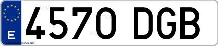Ejemplo de matrícula española 4570 DGB