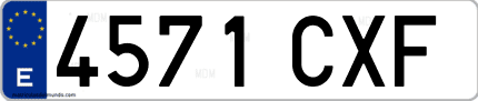 Ejemplo de matrícula de coche ordinaria 4571 CXF