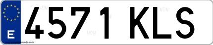 Ejemplo de matrícula española 4571 KLS
