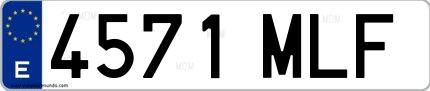Ejemplo de matrícula española 4571 MLF