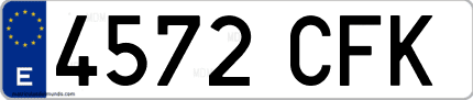 Ejemplo de matrícula de coche ordinaria 4572 CFK