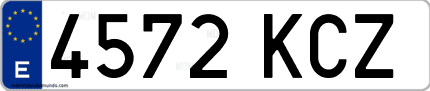 Ejemplo de matrícula de coche ordinaria 4572 KCZ