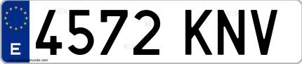 Ejemplo de matrícula española 4572 KNV