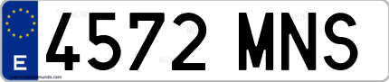 Ejemplo de matrícula de coche ordinaria 4572 MNS