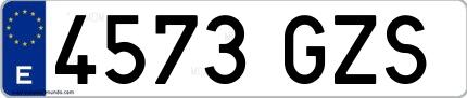Ejemplo de matrícula española 4573 GZS