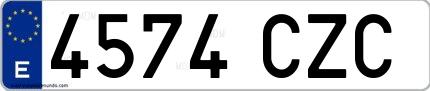 Ejemplo de matrícula española 4574 CZC