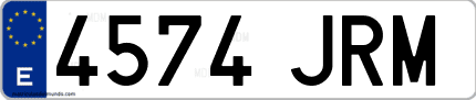 Ejemplo de matrícula de coche ordinaria 4574 JRM