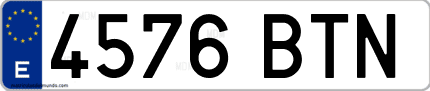 Ejemplo de matrícula de coche ordinaria 4576 BTN