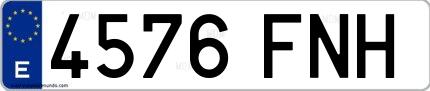Ejemplo de matrícula española 4576 FNH