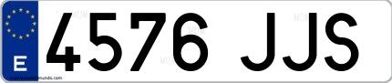 Ejemplo de matrícula española 4576 JJS