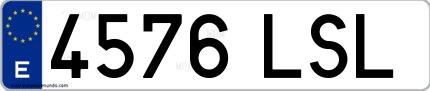 Ejemplo de matrícula española 4576 LSL