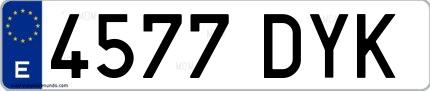 Ejemplo de matrícula española 4577 DYK