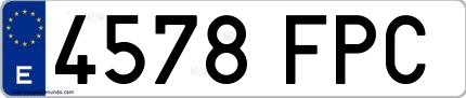 Ejemplo de matrícula española 4578 FPC