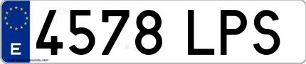 Ejemplo de matrícula española 4578 LPS