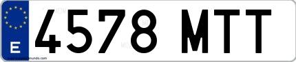 Ejemplo de matrícula española 4578 MTT