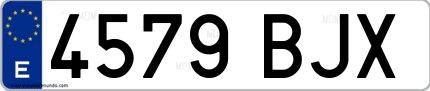 Ejemplo de matrícula española 4579 BJX