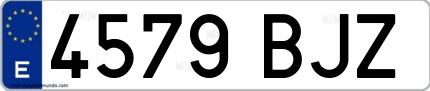 Ejemplo de matrícula española 4579 BJZ
