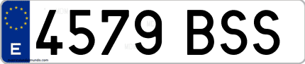Ejemplo de matrícula de coche ordinaria 4579 BSS