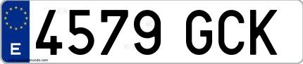 Ejemplo de matrícula española 4579 GCK